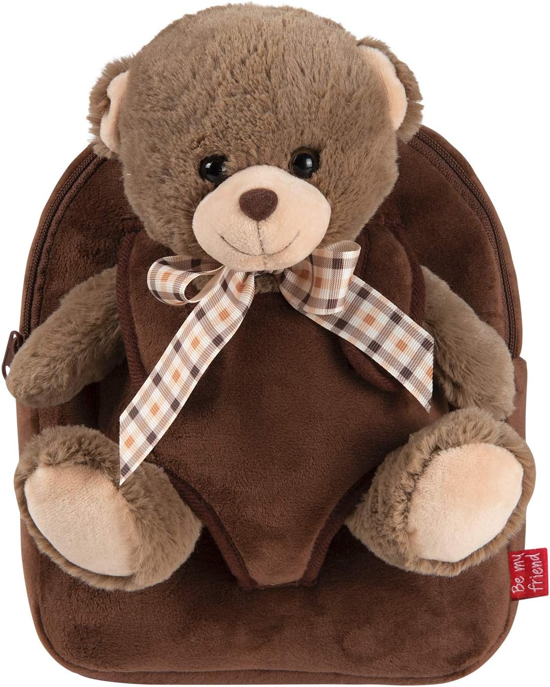 PERLETTI Plush Teddy Bear Backpack for Kids with Fluffy Stuffed Puppet