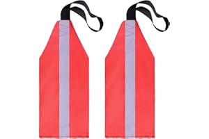 Emsiok 2 PCS Kayak Safety Flag High Visibility Trailer Warning Flags Reflective Travel Red Tow Flag Kayak Accessories for Truck Long Load Canoe Sup Towing ﻿
