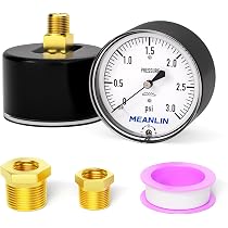 MEANLIN Low Pressure Gauge 0-15 Psi (H2O) - 2-1/4" Dial, 1/4" NPT, Diaphragm Type, Adjustable Water Column Gauge With Bushings - View #7