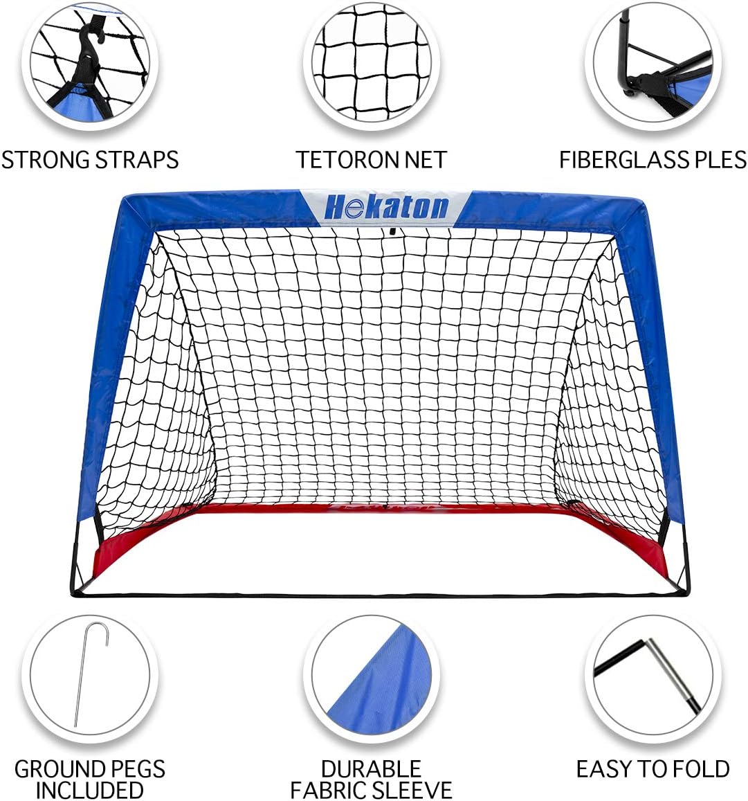 Hekaton Soccer Goals, Portable Soccer Goal for Kids for Backyard, Toddler Soccer Goal Set of 2 with Carry Case, 3.5'/ 5' x 3' : Sports & Outdoors