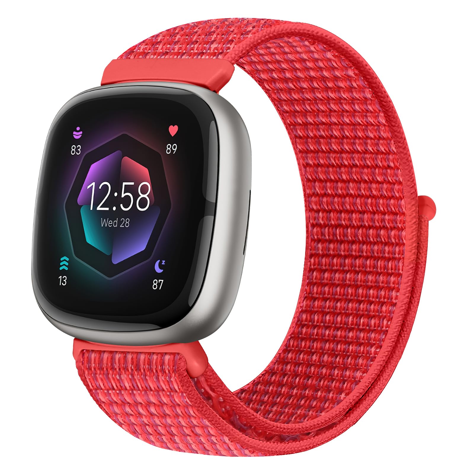 Runostrich Nylon Loop Straps Compatible with Fitbit Versa 4/Sense 2/Versa 3/Sense, Soft Breathable Sport Adjustable Replacement Band Women Man Wristband Accessories