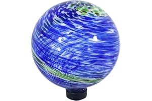 Echo Valley 8140 10-Inch Glow-in-the-Dark Illuminarie Glass Gazing Globe, Light Blue Swirl