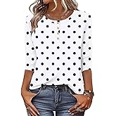 Zeagoo 3/4 Length Sleeve Women Tops Crew Neck Blouses Dressy Casual Summer T Shirts Loose Fit Business Work Clothes