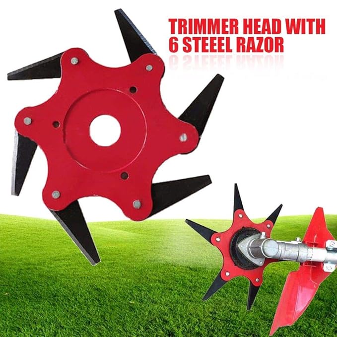 Trimmer head 6 Steel Blades Razors 65Mn Lawn Mower Grass Weed Eater