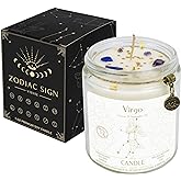 YTENTE Zodiac Sign Candles, Zodiac Crystal Sign Candles,Astrology Scented Candles Best Friends Gifts for Women, Men Sister Brother Zodiac Funny Birthday Gift Candle Jar (Virgo)
