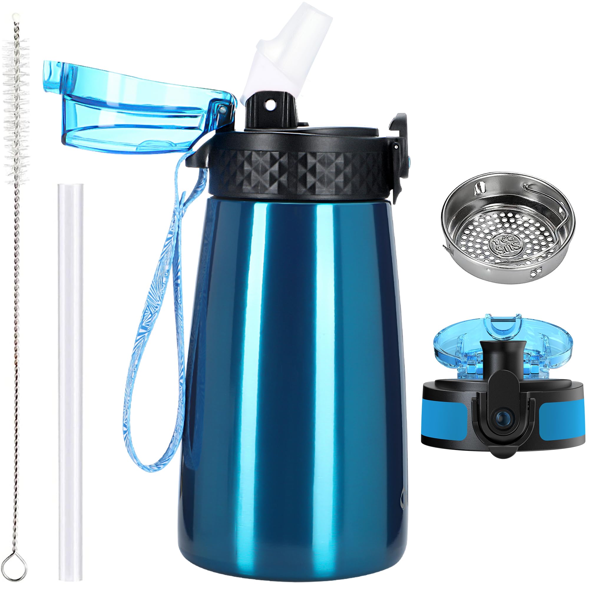 OLDLEY 350ml/12oz Kids Stainless Steel Water Bottle with Straw for School with 2 Different Lid Metal Vacuum Insulated Water Bottles Small Flask for Boys Girls Toddler Children Hot Cold Drinks BPA Free — image 1