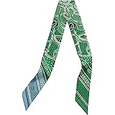 COtheSumay 100% Mulberry Silk Scarf for Handbags,Bags, and Purses,1Pcs 2"x35" Hair Ribbon Skinny Neck Scarves for Women