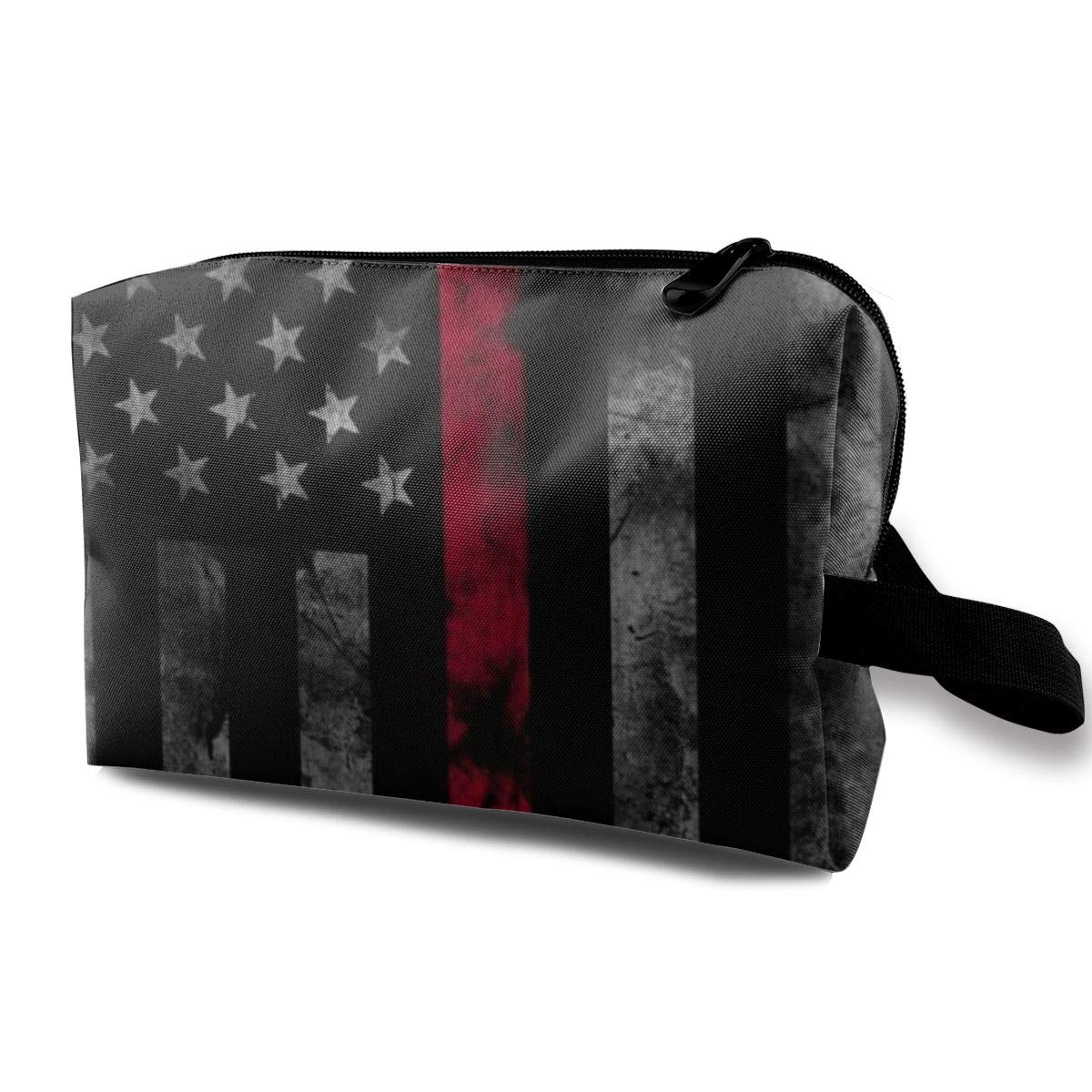 Firefighter Thin Red Line American Flag Makeup Bag Pouch Purse Cosmetic Organizer for Women