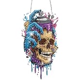 DOMROM Halloween Diamond Art Hanging Kits for Adult, Diamond Painting Skull, Special Shaped Gem Art Suncatchers Ornament, Halloween Home Window Wall Decor