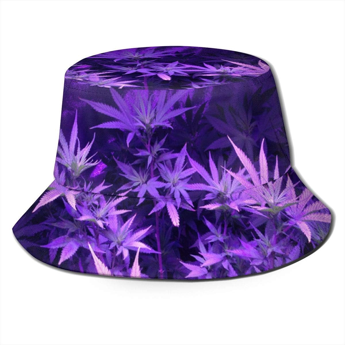 QUEMIN Purple Weed Marijuana Leaf Unisex Bucket Hat Flat Top Fisherman