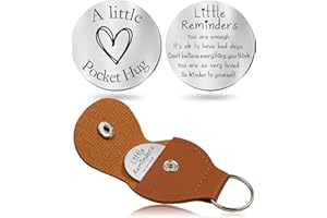 OUMILAN Pocket Hug Token Gifts for Men Boyfriend Girlfriend Inspirational Gift for Son Daughter Brother with Leather Keychain