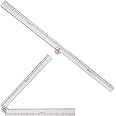 SINGER 24-Inch Folding Ruler with Precision Marking & Grid Lines for Sewing, Quilting, Crafting & Patternmaking - Clear Metric Ruler - Zero-Centering, 15 Increment Quick Angle Ruler, Folds to 12”