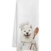 WOTYPU Samoyed Gifts Kitchen Towels, Gifts for Dog Lovers Dish Tea Towel, Samoyed Gifts, Dogs Mom Dad Gift Decorative Hand Towels for Kitchen Bakery Decor, 16x24 Inch