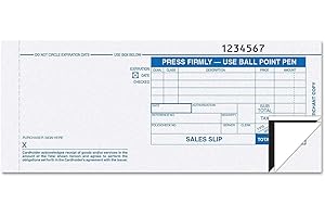Credit Card Sales Slips 1 Pack of 100 Two Part Carbonless Long Form - Sales Drafts