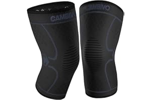 CAMBIVO 2 Pack Compression Knee Braces for Men and Women, Knee Support Sleeve for Running, Hiking, Basketball, Sports, Workou