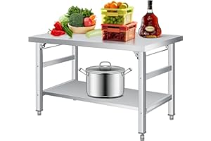 Joankaren 36x24 inches Stainless Steel Folding Table – 920 Lbs Commercial Foldable Prep Table with Adjustable Undershelf & Fe