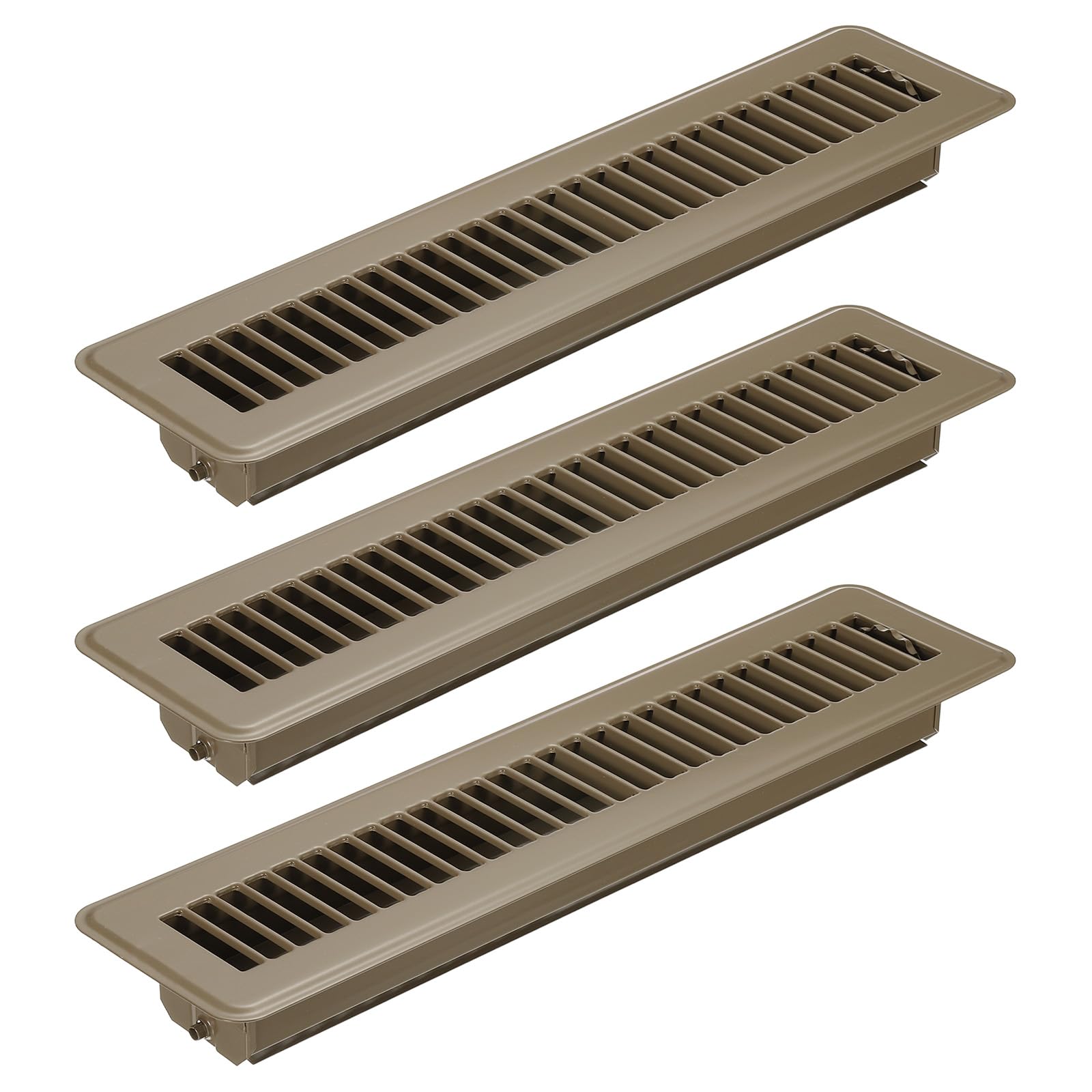 PATIKIL 14 x 2 Inch Floor Register, 3pcs Heavy Duty Air Vent Cover Steel Adjustable Decor Vents Easy Adjust Floor Grates for Sidewall Home Office, Brown
