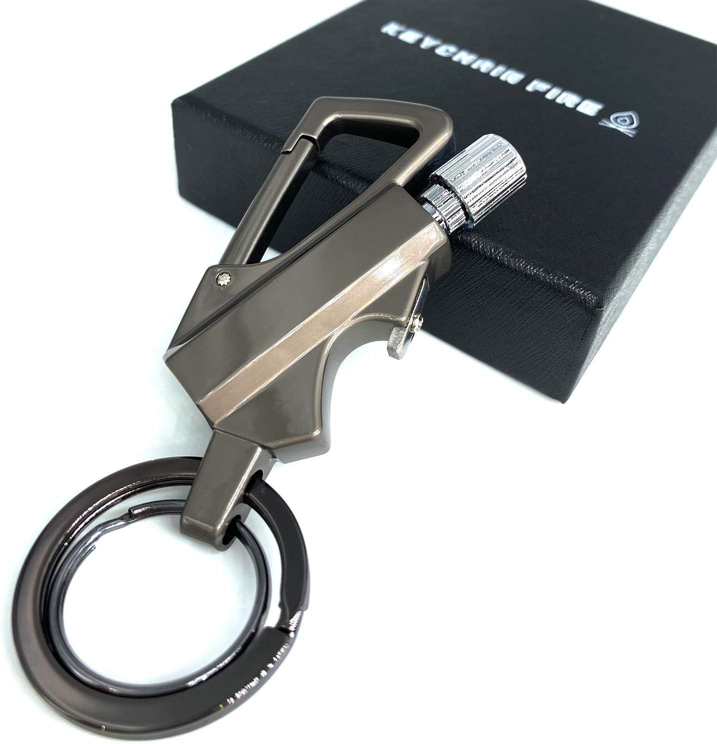 Keychain Flint Fire Starter Bottle Opener (Black) Sports