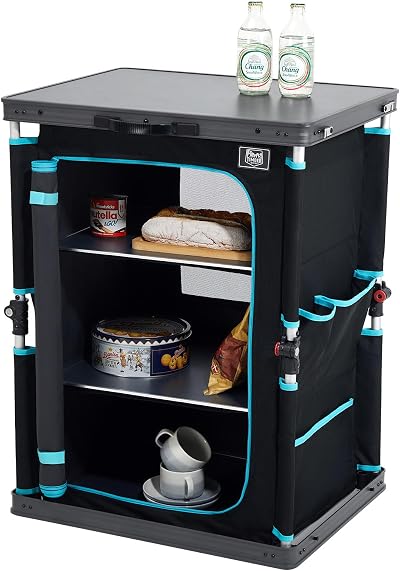 TIMBER RIDGE Compact Camping Storage Cabinet 3 Shelf Aluminum Frame Black