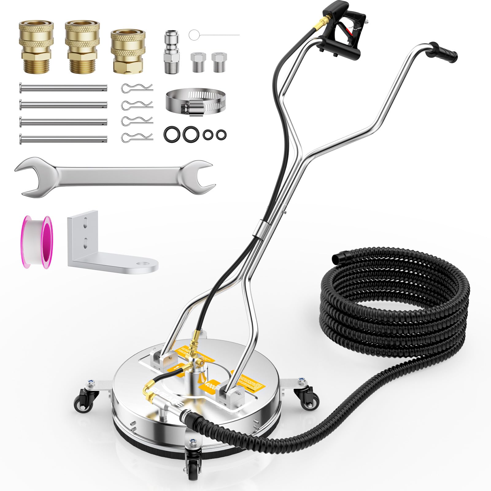 Photo 1 of EVEAGE 16.5" Pressure Washer Surface Cleaner with Water Recovery System EP004 Stainless Steel Power Washer Surface Cleaner, 4500 PSI, Perfect for Driveways, Sidewalks,Patios, Cleaning