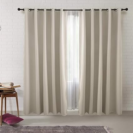 bedsure cortinas opacas de salon dormitorio 2 piezas cortinas termicas aislantes frio y calor 140x260cm cortina anti ruido beige