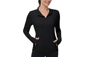 isnowood Women's UPF 50+ Sun Protection Rash Guard, UV SPF Long Sleeve Zip Hoodie Jacket, Lightweight Hiking Outdoor Shirts