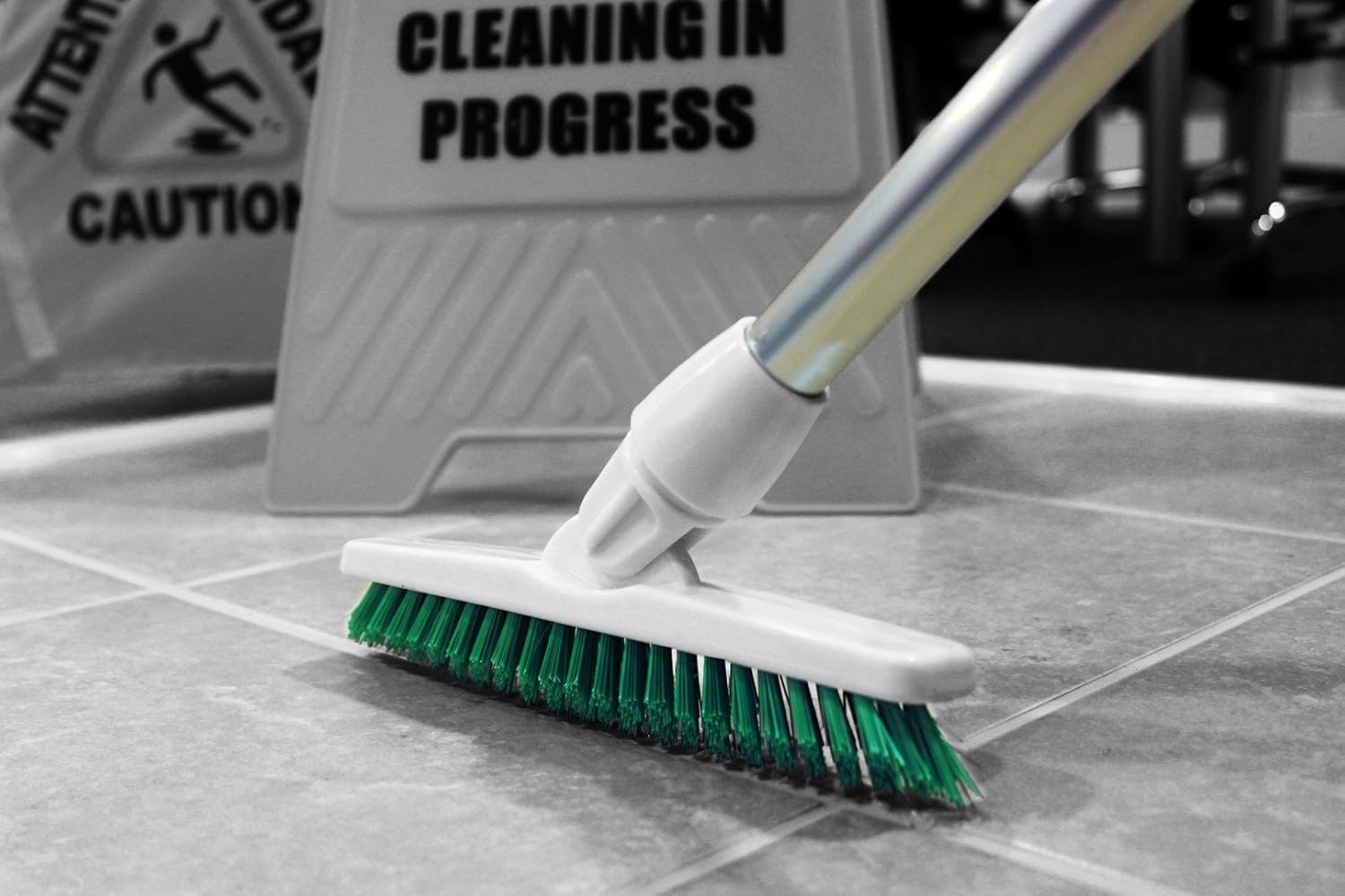 Red Colour Coded Food Hygiene Grout Cleaning Brush Long Handled