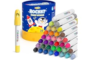 JUPITEARTH 36 Colors Tempera Paint Sticks, Washable Rocket Paint Sticks for Kids, Non-Toxic and Quick Drying