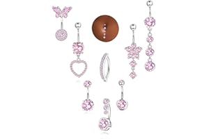 Thunaraz Gold Belly Button Ring Dangle Hypoallergenic Surgical Stainless Steel Belly Rings for Women 14G Belly Button Piercin