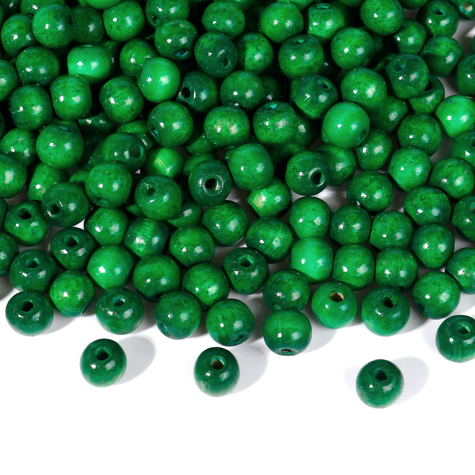 Photo 1 of [400PCS] Green Wooden Beads, 16mm Large Round Green Painted Natural Wood Beads for DIY Crafts, Festival & Home Decoration