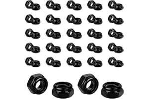 Bewudy 50 PCS Hex Lock Nuts, Black Zinc Plated Nylon Lock Nuts, 304 Stainless Steel Locknuts, Inserted Hex Self Clinching Nuts Carbon Steel Nylon Insert Self Locking Nuts for Fasteners (M5)