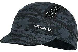MELASA Cycling Cap, Cooling Skull Cap Helmet Liner with Sun Visor, Sun Protection Running Bike Cap for Men Women Under Helmet