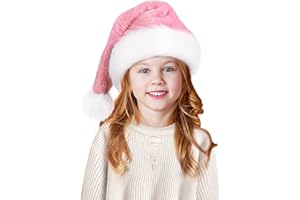 Tokforty Santa Hats for Kids, Unisex Velvet Touch Comfort Christmas Hats for New Year Festive Party Christmas Supplies