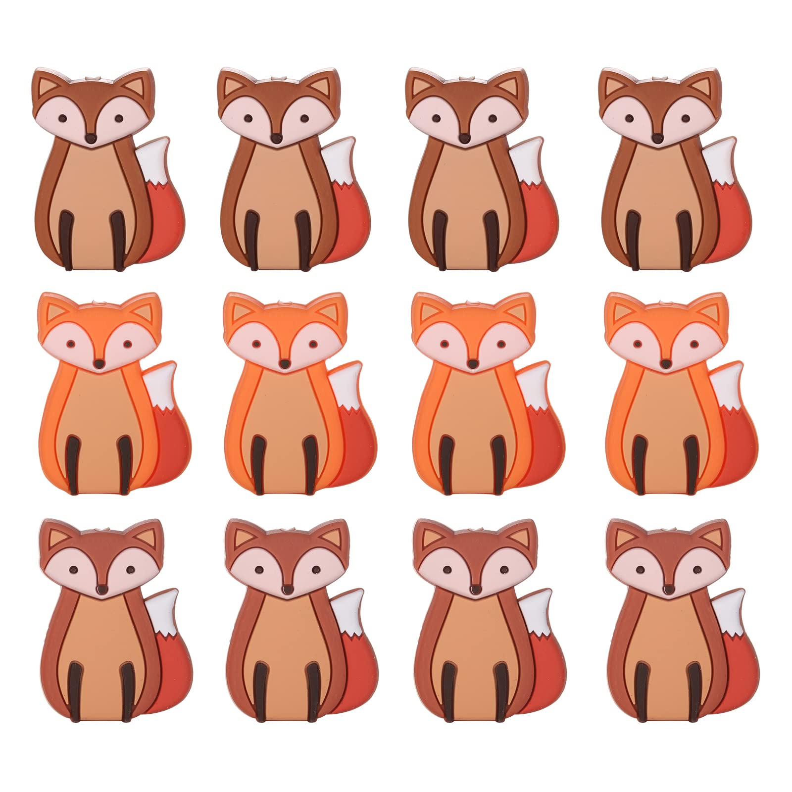 WEWAYSMILE 12pcs Mixed Round Geometry Silicone Beads, Silicone Beads Bulk, Mix Color Rubber Polygonal Beads, for Keychain Making Necklace Bracelet Craft DIY(Fox) (AY)