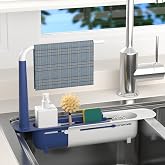 Telescopic Sink Storage Rack - Sink Caddy Sponge Holder for kitchen sink(Blue)