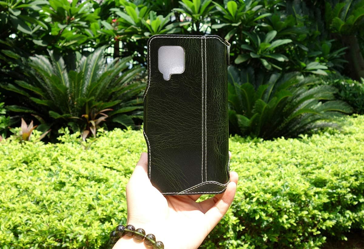 Yogurt Case for Samsung Galaxy A42 5G, Genuine Leather Wallet Handmade Cover for Samsung A42, Green, 6.6" - Image 4