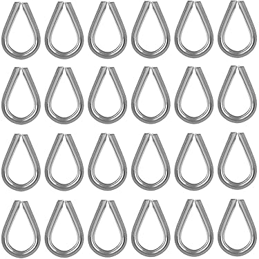 Glarks 60Pcs M2 304 Stainless Steel Wire Rope Thimbles Eyelet Cable Thimble Rigging For 1/16