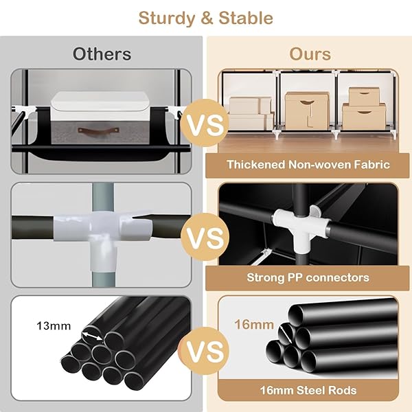 PORTABLE CLOSET FOR HANGING CLOTHES – 66.7-INCH LARGE CAPACITY CLOTHES RACK WITH HOOD, 8 STORAGE SHELVES, 2 HANGING ROD AND 3 SIDE POCKETS,NON-WOVEN FABRIC FREESTANDING CLOSET FOR BEDROOM, BLACK
