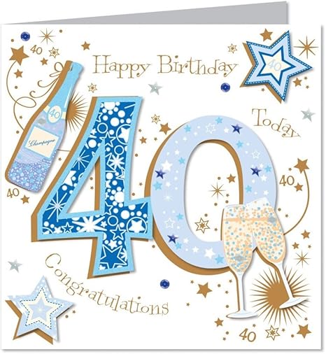 Biglietto Di Auguri Grande Luxury Fatto A Mano Per 40 Anni Maschio Amazon It Casa E Cucina