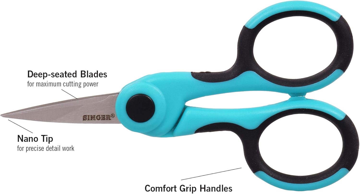 SINGER 00557 4-1/2-Inch ProSeries Detail Scissors with Nano Tip, Teal