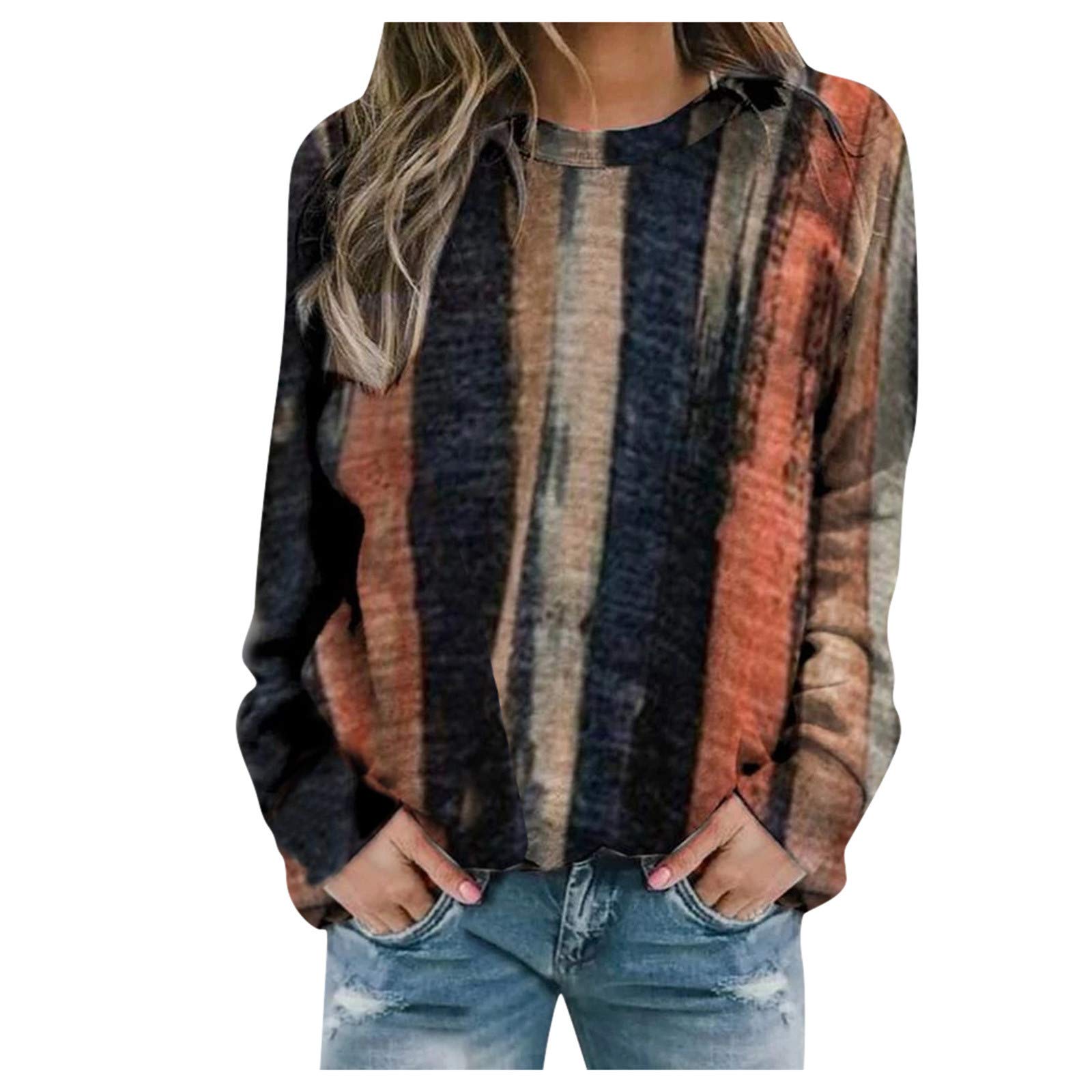 Long Sleeve Shirts for Women, Landscape Sweatshirts Graphic Printed Pullover Tops Fall Winter Blouses