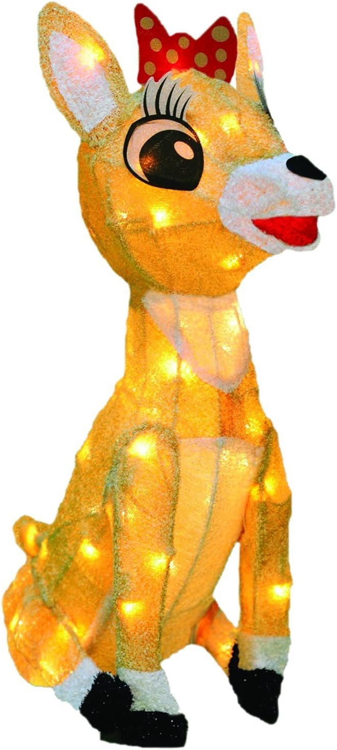 ProductWorks 26-Inch Rudolph 3D LED Pre-Lit Clarice The Reindeer Christmas Yard Art, 70 Lights