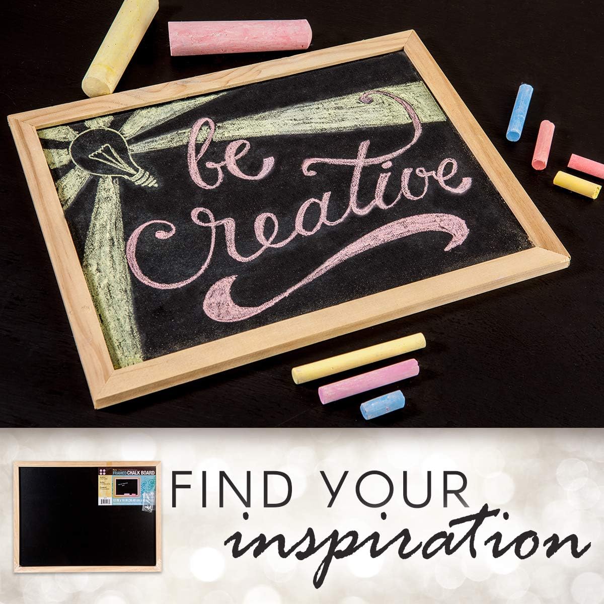 Darice Erasable Blackboard with Wood Frame–Use with Chalk or Chalk Markers–Unfinished Wood Frame Ready to Decorate–Perfect for First Day of School, Baby Milestones, Events, Chalk Art and More, 12”x16”: Home & Kitchen