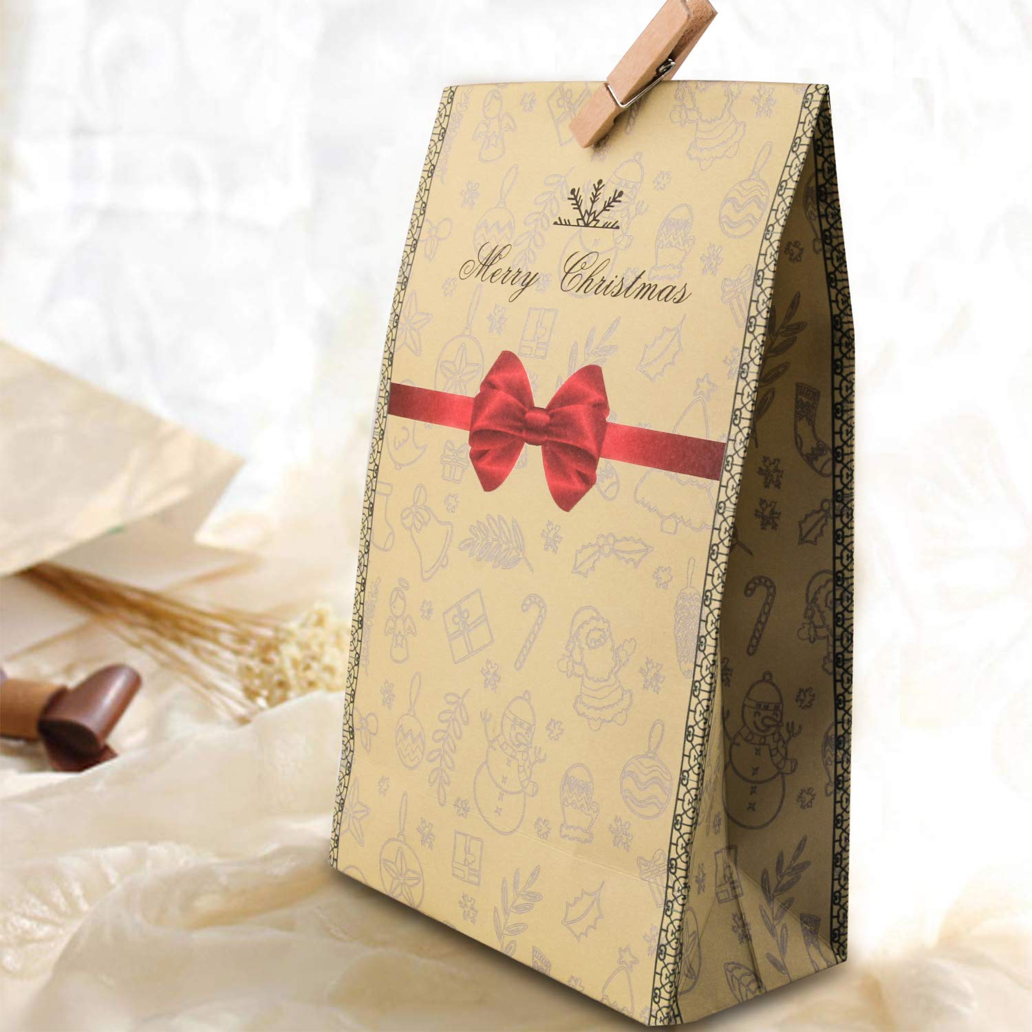 Adventskalender zum Befüllen-24 adventskalender tüten+Adventskalender Zahlen+24 Mini Holzklammern als geschenktüten-Weihnachten zum Basteln und Befüllen