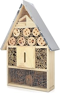 Navaris Insektenhotel aus Holz - Naturbelassenes Insekten Hotel für Fluginsekten - für Bienen Marienkäfer Schmetterlinge Fliegen - Zum Aufhängen
