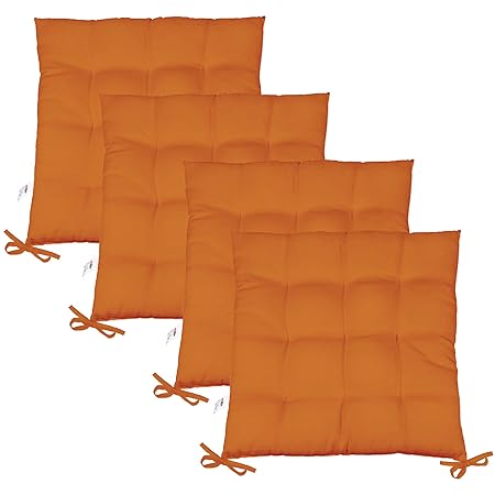 CelinaTex Sitzkissen 4er-Set Yoyo 40x40 cm, Gartenstuhlkissen, Sitzauflage Garten, Balkon Terrasse 6000485 Orange