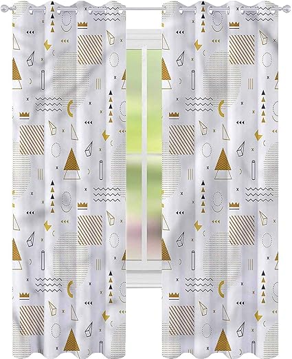 YUAZHOQI Cortinas personalizadas Indie Memphis Geométricas cortinas