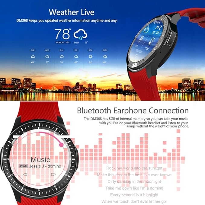 Bluetooth reloj inteligente, Kaiki DM368 Andorid 5.1 IOS Bluetooth ...