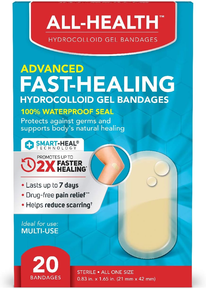 All Health All Health Advanced Fast Healing Hydrocolloid Gel Bandages, Regular 20 ct | 2X Faster Healing for First Aid Blisters or Wound Care, 20 Count: Health & Personal Care