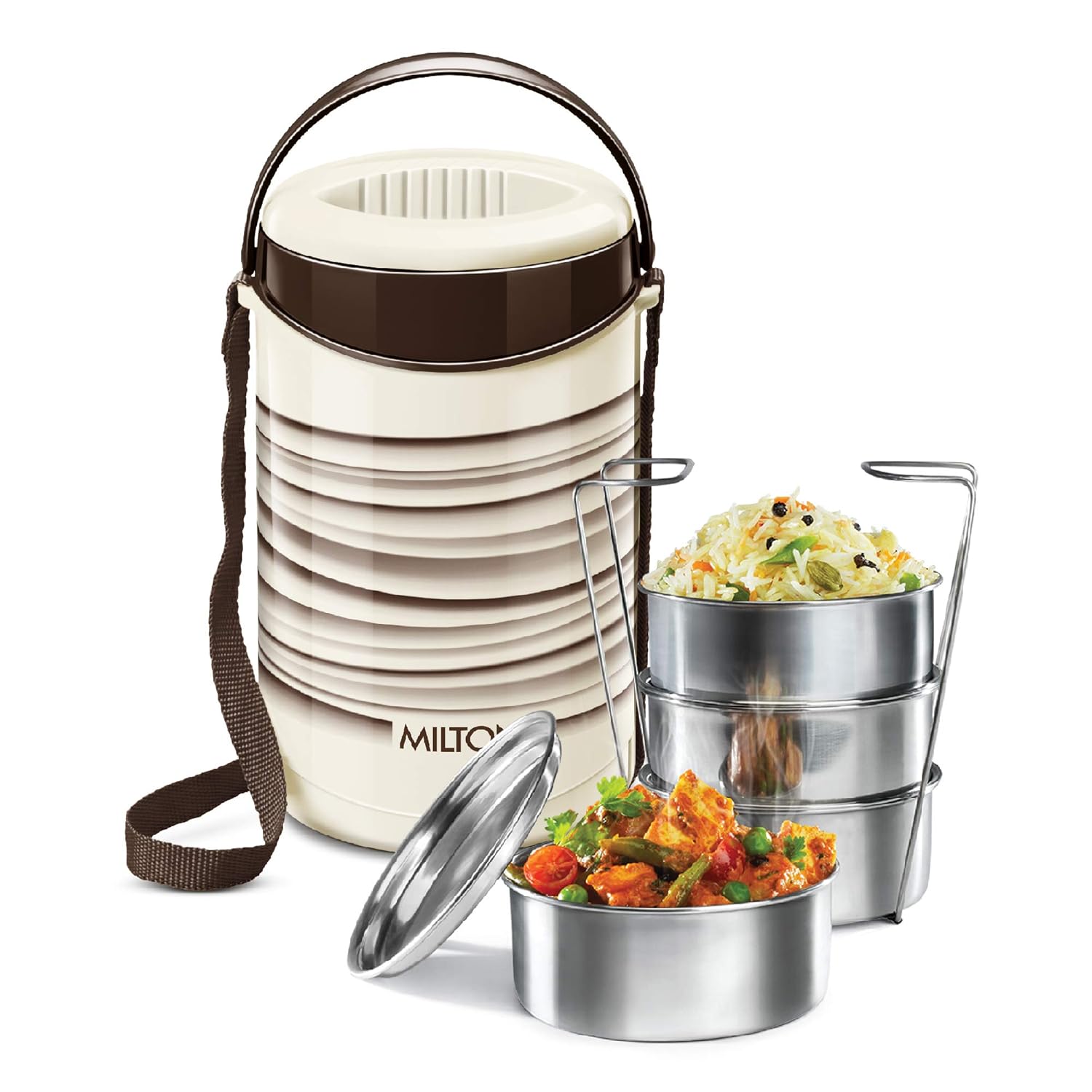 Buy Milton New Econa 4 Stainless Steel Tiffin Box, Set of 4, Ivory